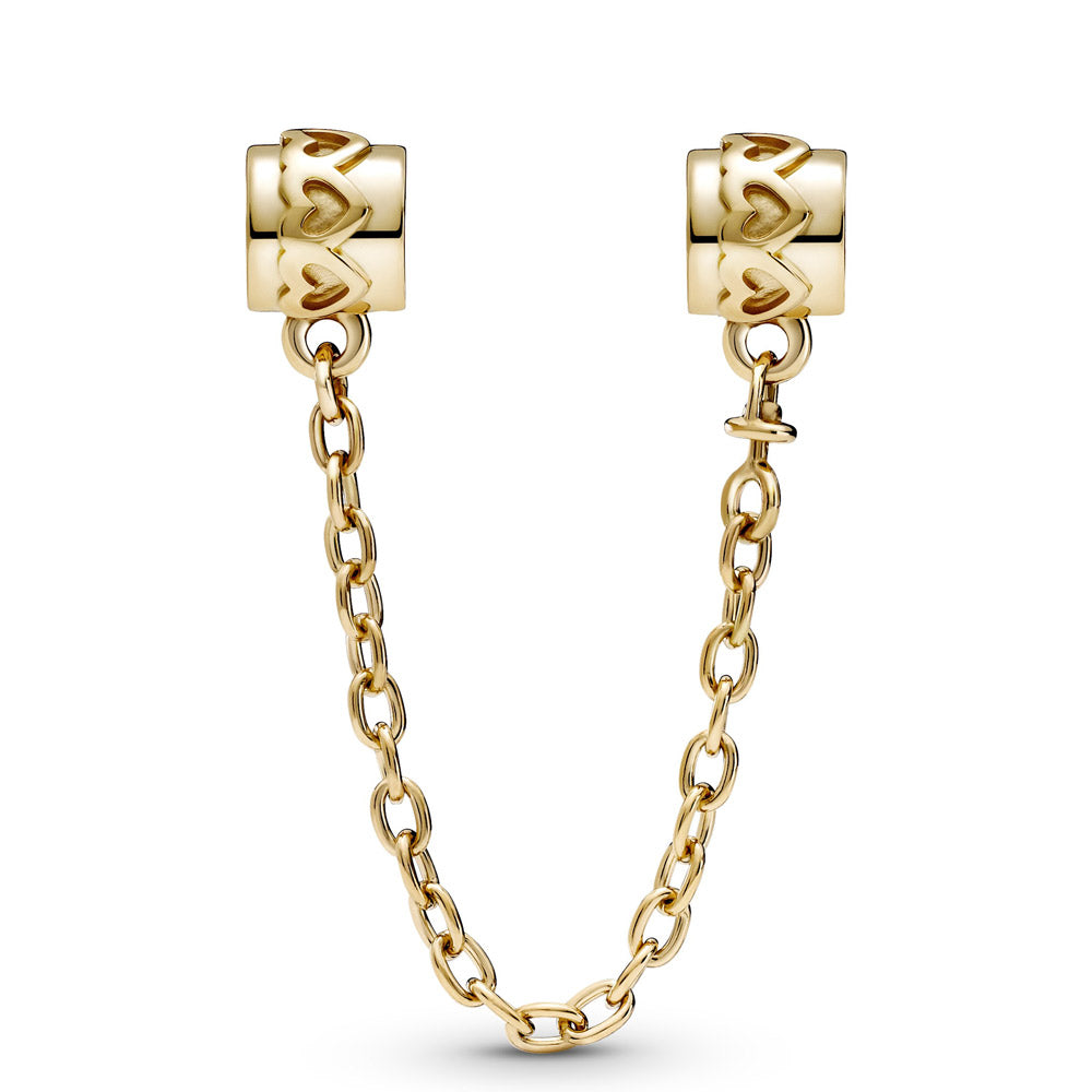 Pandora 14k Gold Band of Hearts Safety Chain