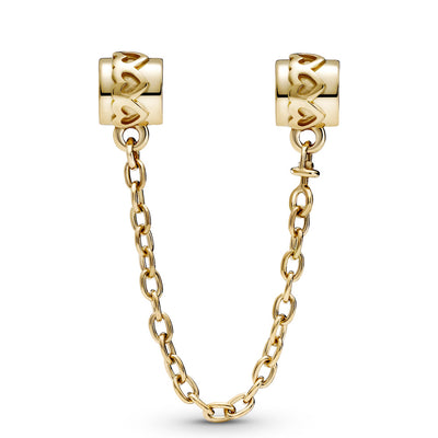 Pandora 14k Gold Band of Hearts Safety Chain