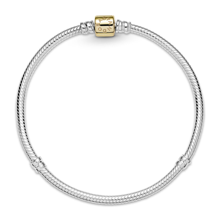 Pandora Moments Two-tone Barrel Clasp Snake Chain Bracelet