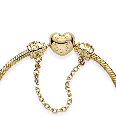 Pandora 14k Gold Band of Hearts Safety Chain