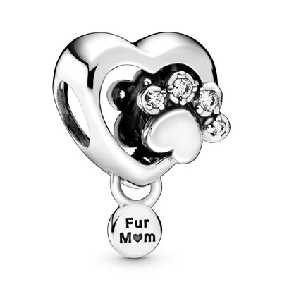 Pandora Sparkling Paw Print & Heart Charm
