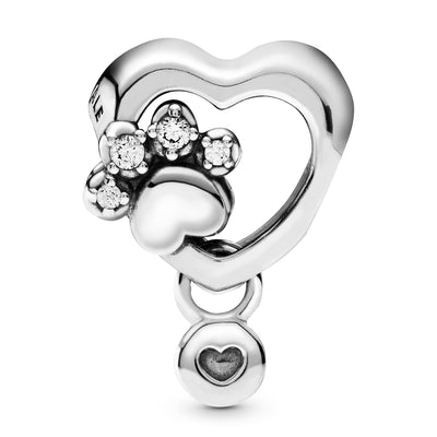 Pandora Sparkling Paw Print & Heart Charm
