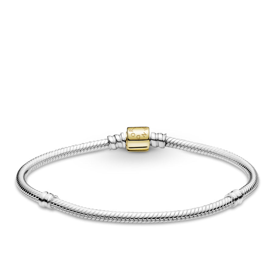 Pandora Moments Two-tone Barrel Clasp Snake Chain Bracelet