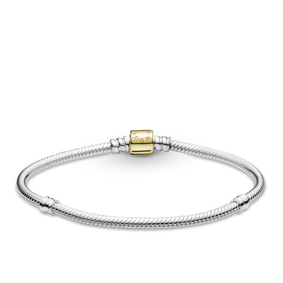 Pandora Moments Two-tone Barrel Clasp Snake Chain Bracelet