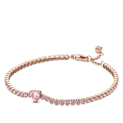 Pandora Sparkling Pink Heart Tennis Bracelet