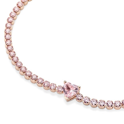 Pandora Sparkling Pink Heart Tennis Bracelet
