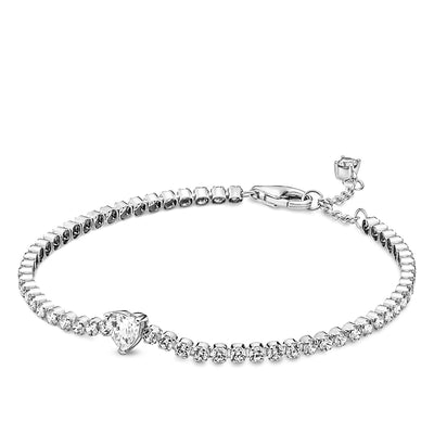 Pandora Sparkling Clear Heart Tennis Bracelet