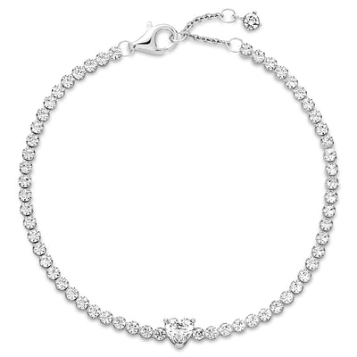 Pandora Sparkling Clear Heart Tennis Bracelet
