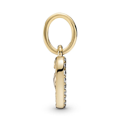 Pandora 14k Gold Sparkling Double Heart Dangle Charm