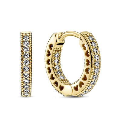Pandora Hearts of Pandora Clear CZ 15MM Hoop Earrings