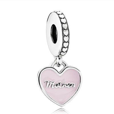 Pandora Mother & Daughter Hearts with Soft Pink Enamel & Clear CZ Dangle