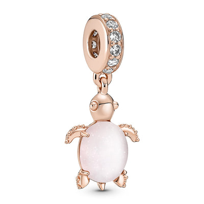 Pandora Pink Sea Turtle Murano Glass Dangle Charm