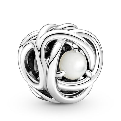 Pandora June - White Mother of Pearl Eternity Circle Charm