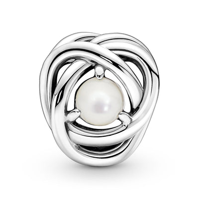 Pandora June - White Mother of Pearl Eternity Circle Charm