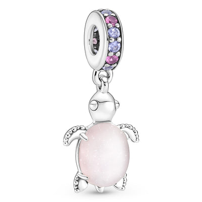 Pandora Pink Sea Turtle Murano Glass Dangle Charm