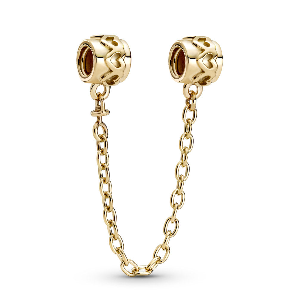 Pandora 14k Gold Band of Hearts Safety Chain