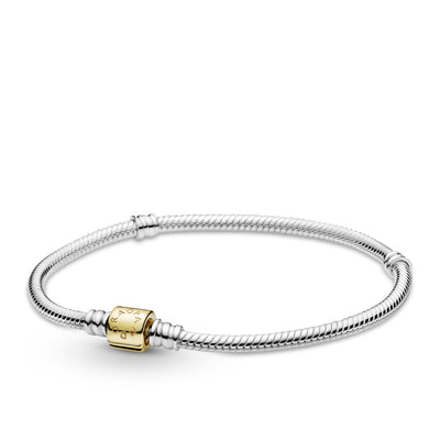 Pandora Moments Two-tone Barrel Clasp Snake Chain Bracelet