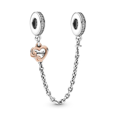 Pandora Family Heart Safety Chain Charm