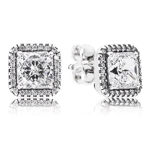 Pandora Square Sparkle Halo Stud Earrings
