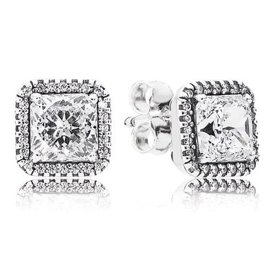 Pandora Square Sparkle Halo Stud Earrings
