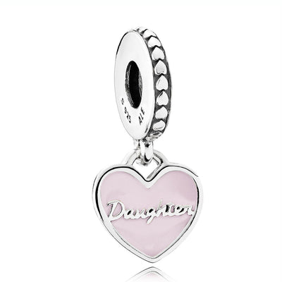 Pandora Mother & Daughter Hearts with Soft Pink Enamel & Clear CZ Dangle