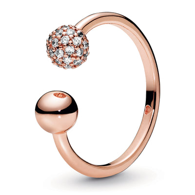 Pandora Polished & Pavé Bead Open Ring