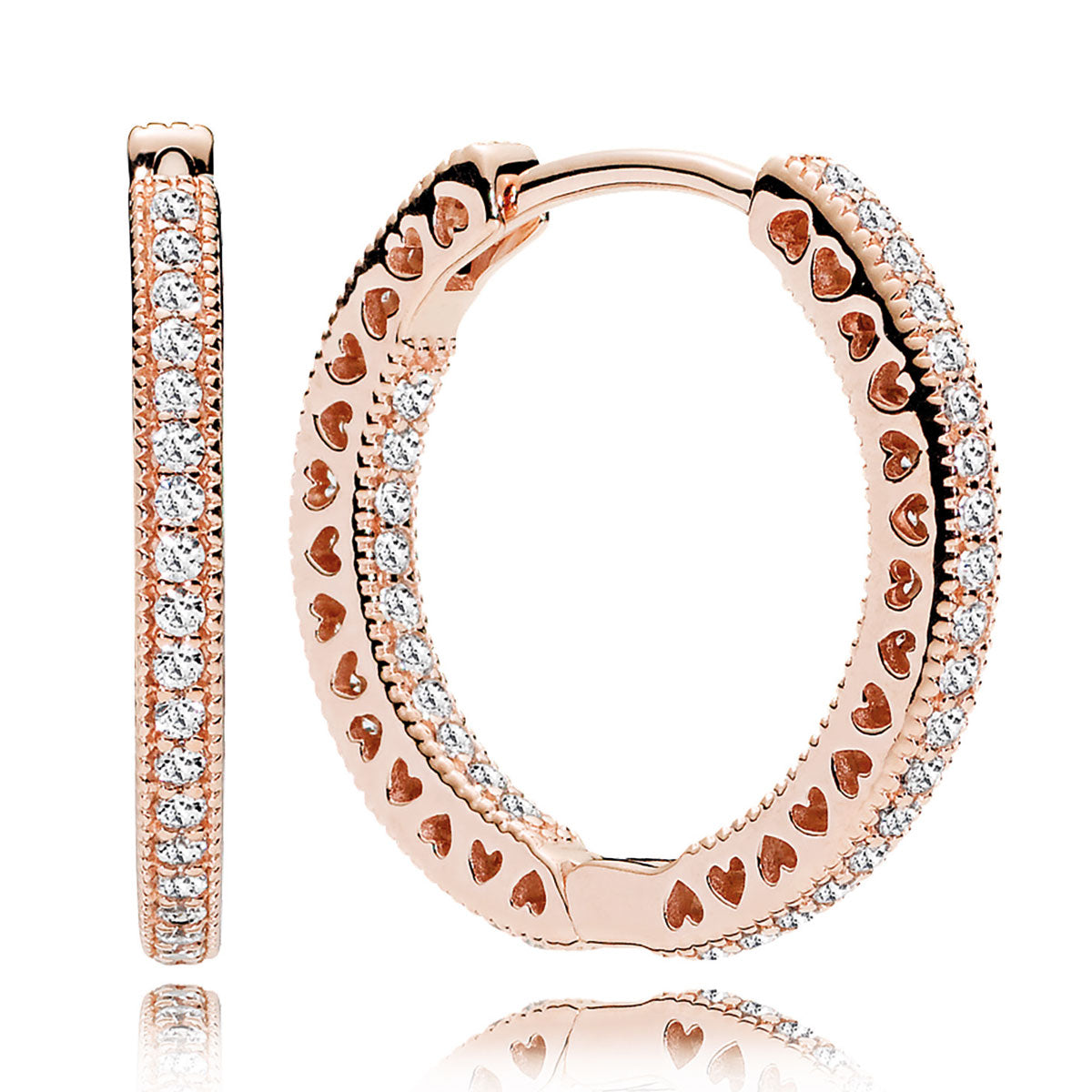 Pandora Hearts of Pandora Clear CZ 20 mm Hoop Earrings