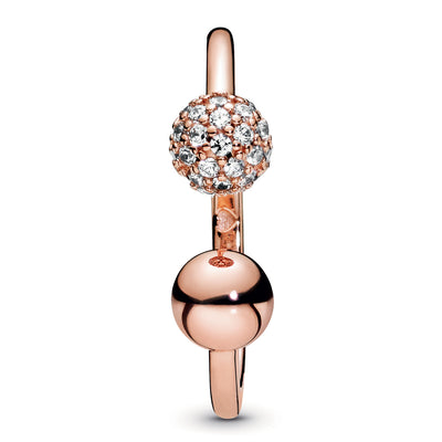 Pandora Polished & Pavé Bead Open Ring