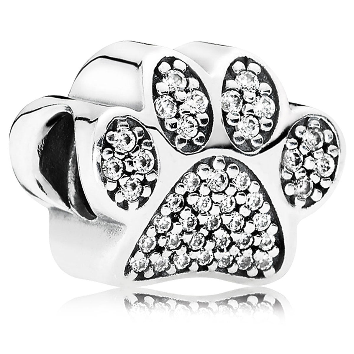 Pandora Paw Prints with Clear CZ Charm
