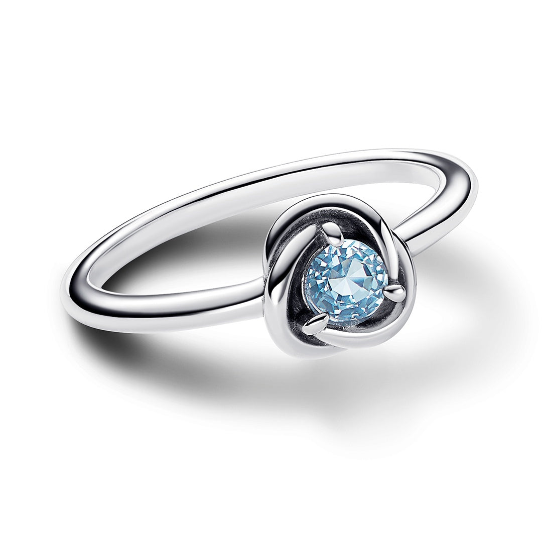 March Sea Aqua Blue Eternity Circle Ring