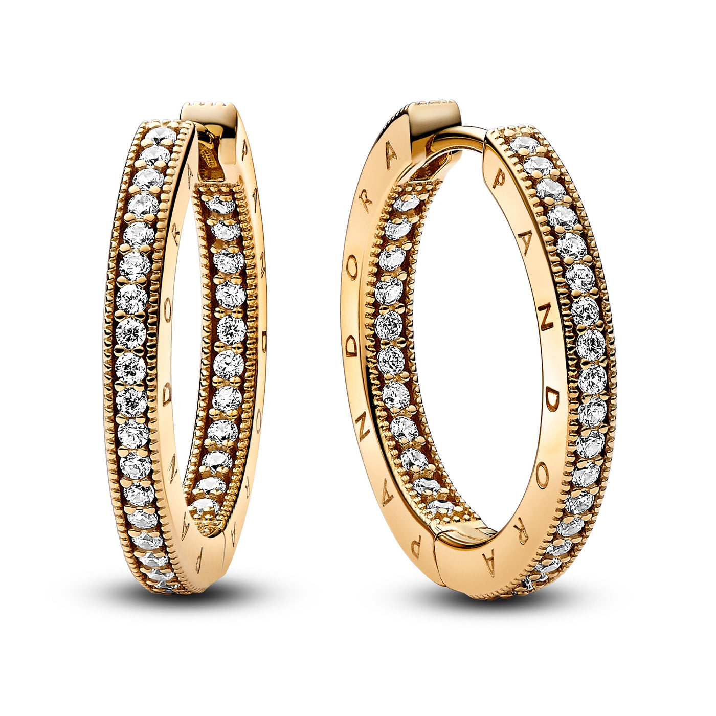 Pandora Signature Logo & Pavé Hoop Earrings