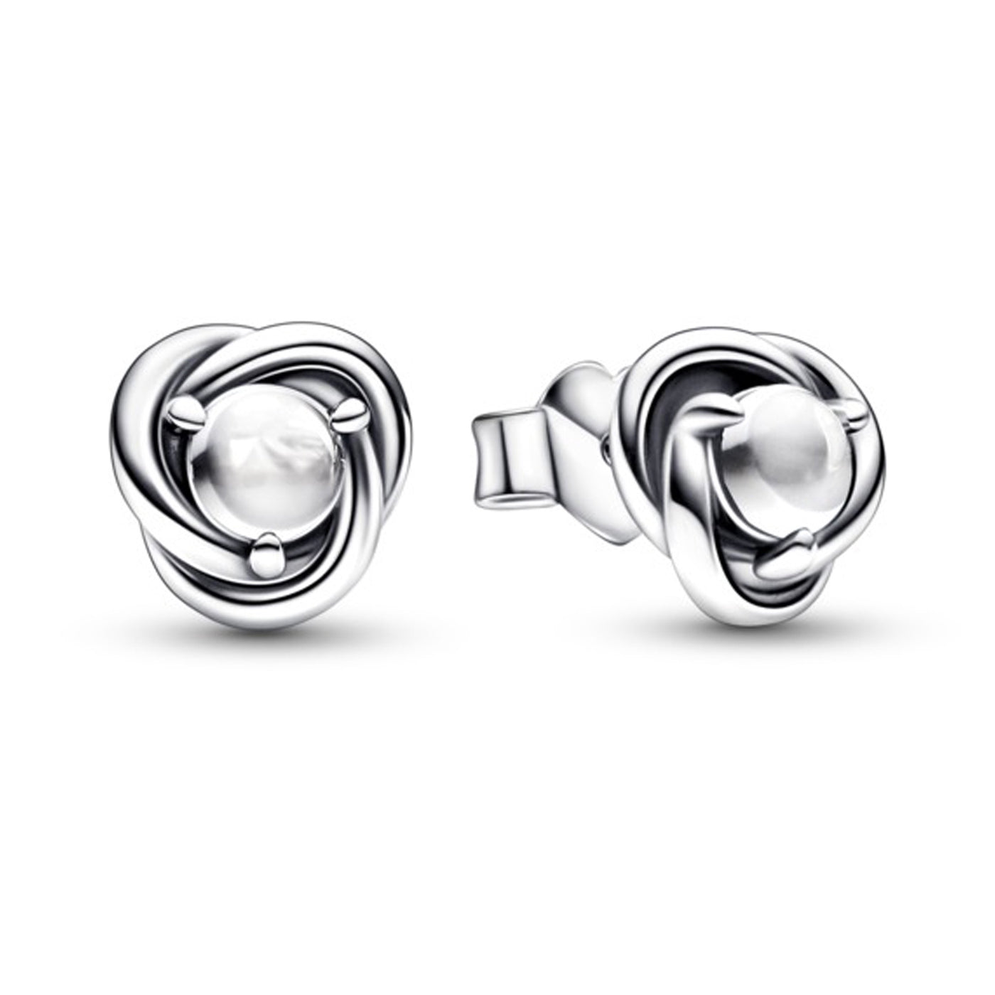 April Clear Eternity Circle Stud Earrings