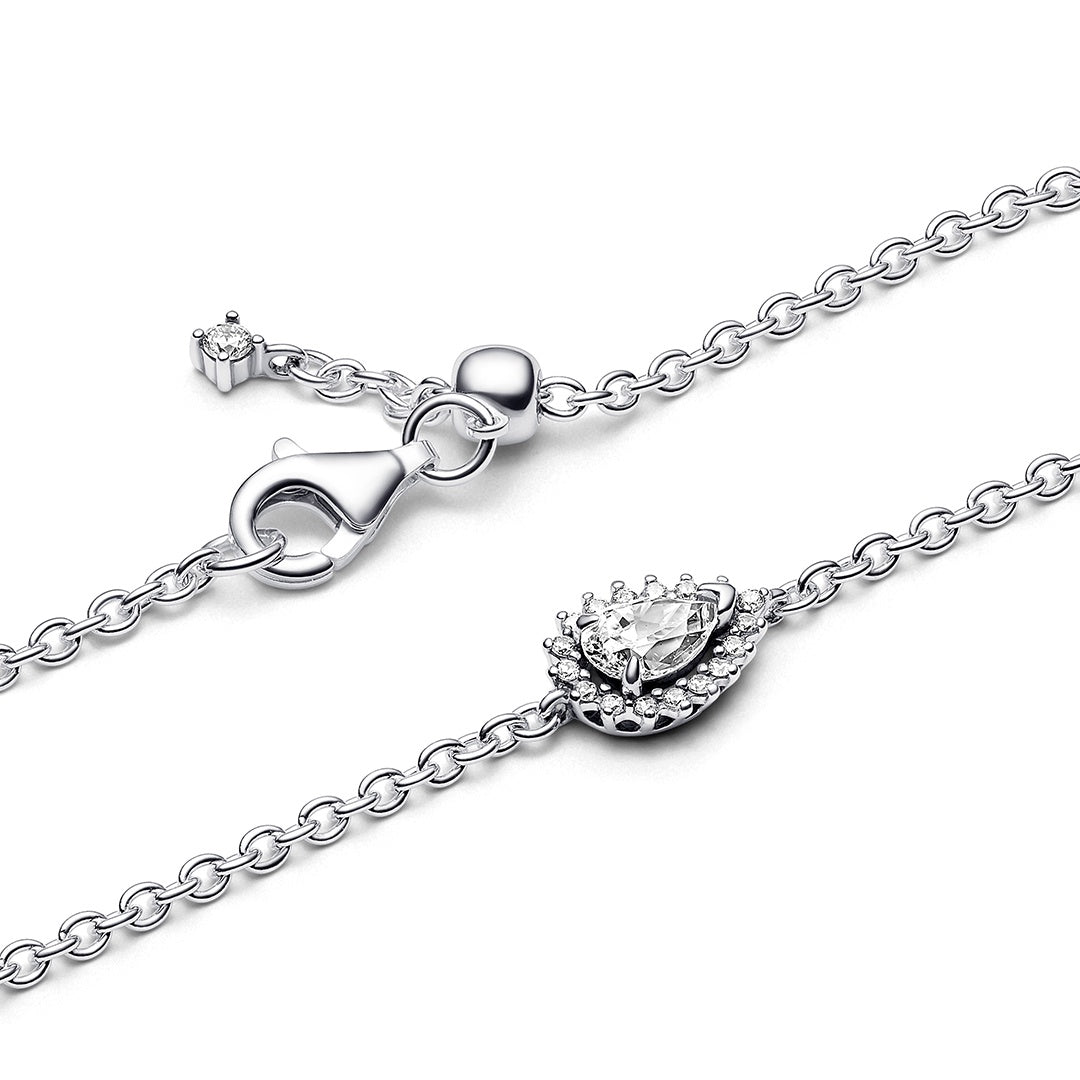 Sparkling Pear Halo Chain Bracelet