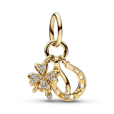Pandora Lucky Clover, Wishbone & Horseshoe Dangle Charm
