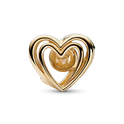 Openwork Swirling Heart & Freshwater Cultured Pearl Charm
