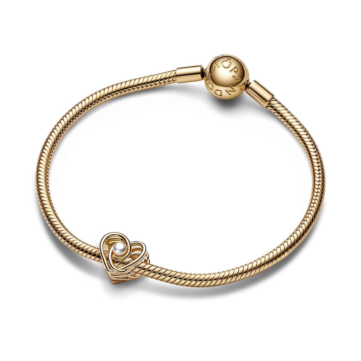 Openwork Swirling Heart & Freshwater Cultured Pearl Charm
