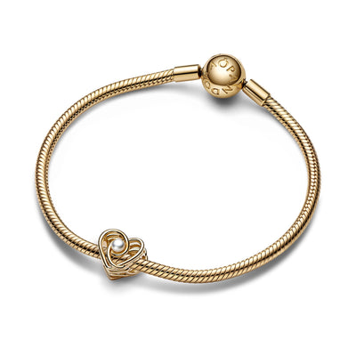 Openwork Swirling Heart & Freshwater Cultured Pearl Charm