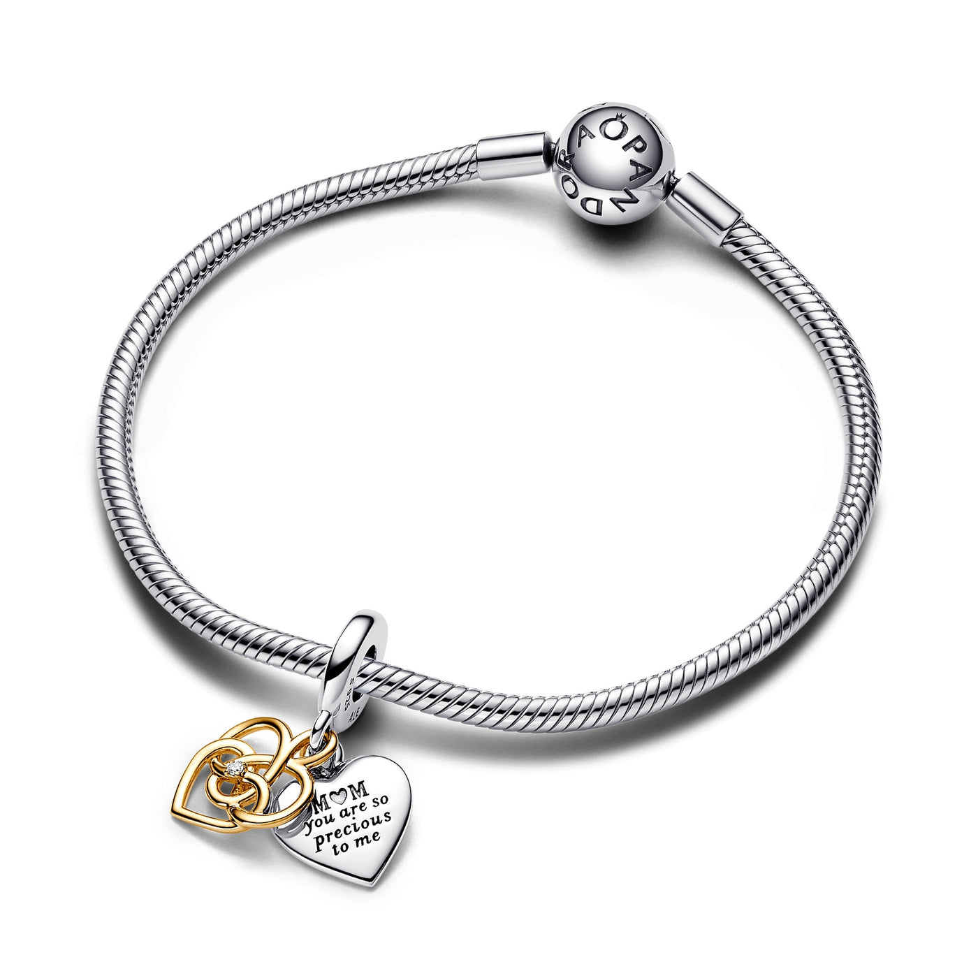 Pandora Lab-grown Diamond Engravable Mom Double Dangle Charm