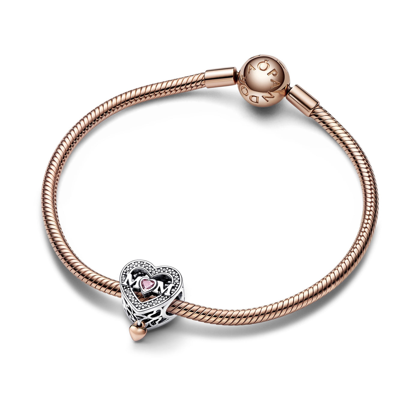 Two-tone Openwork Mum & Heart Charm