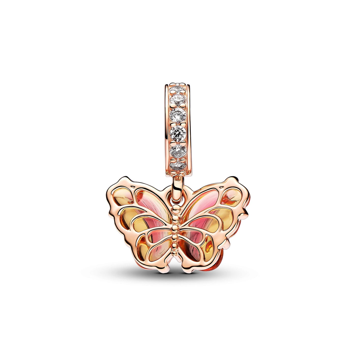 Pandora Pink & Yellow Murano Glass Butterfly Dangle Charm