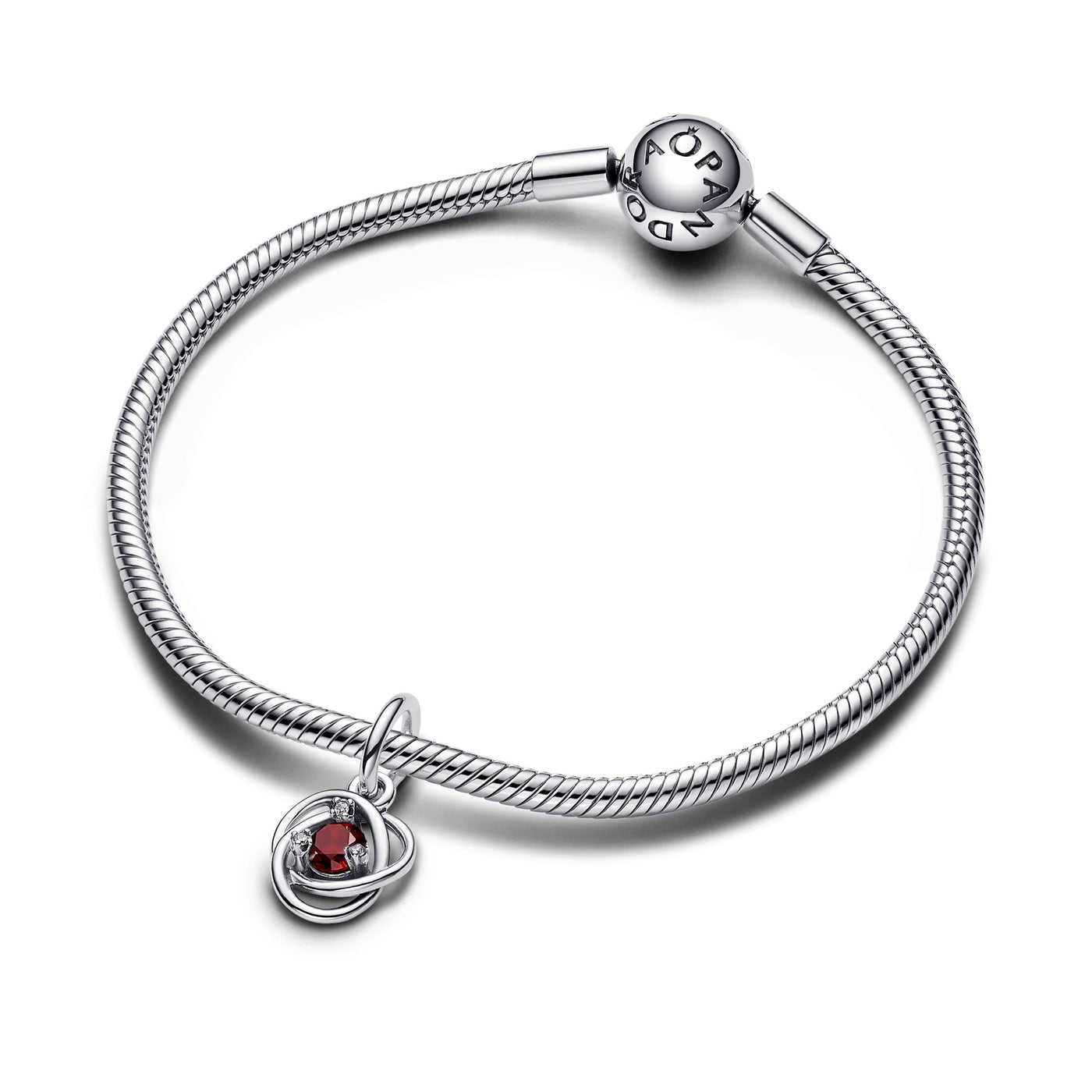 January - Red Eternity Circle Dangle Charm