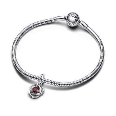January - Red Eternity Circle Dangle Charm
