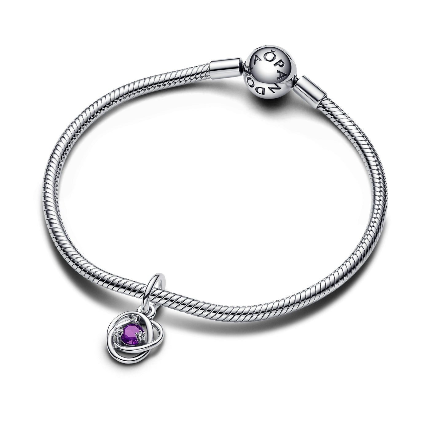 February - Purple Eternity Circle Dangle Charm