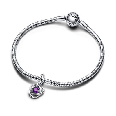 February - Purple Eternity Circle Dangle Charm