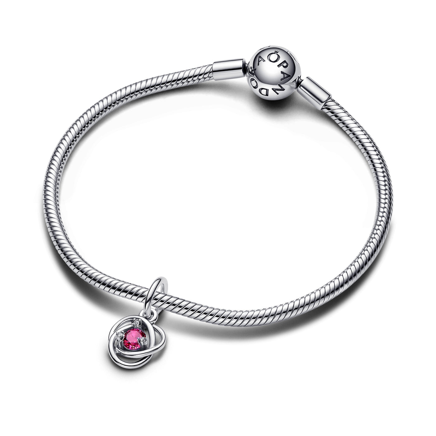 October - Pink Eternity Circle Dangle Charm