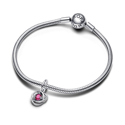 October - Pink Eternity Circle Dangle Charm