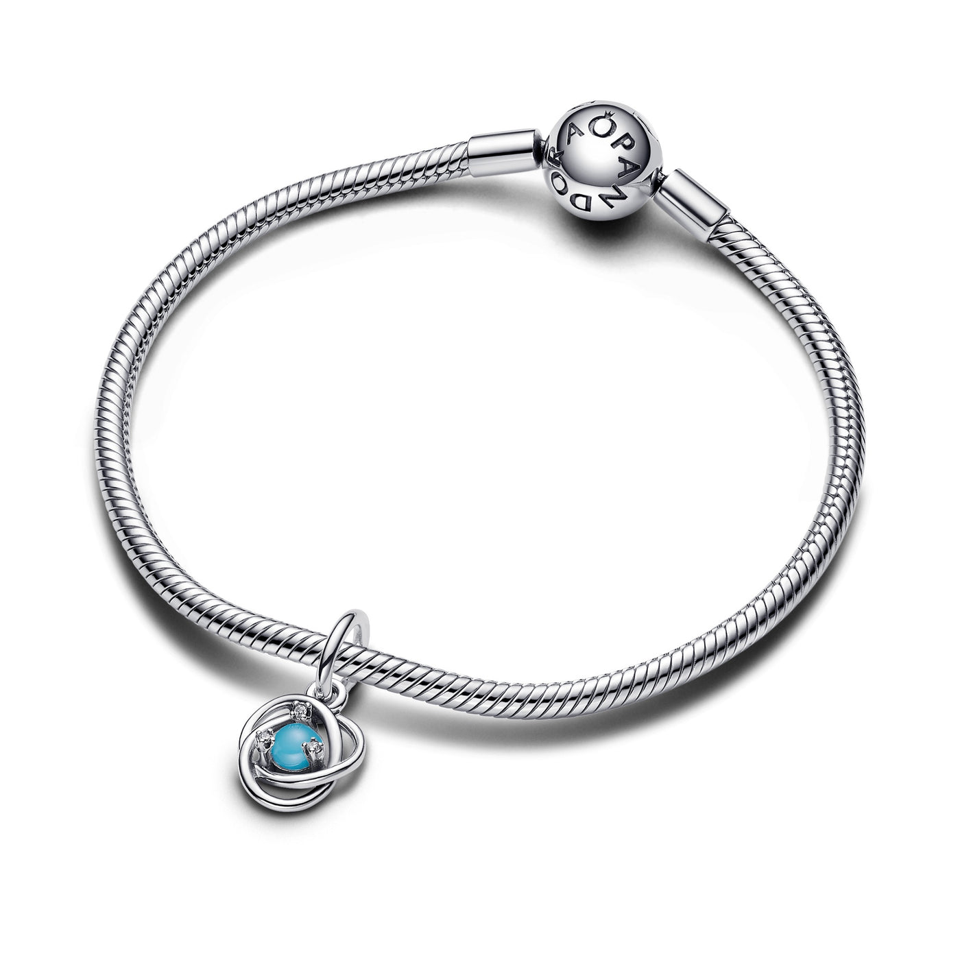 December - Turqoise Blue Eternity Circle Dangle Charm