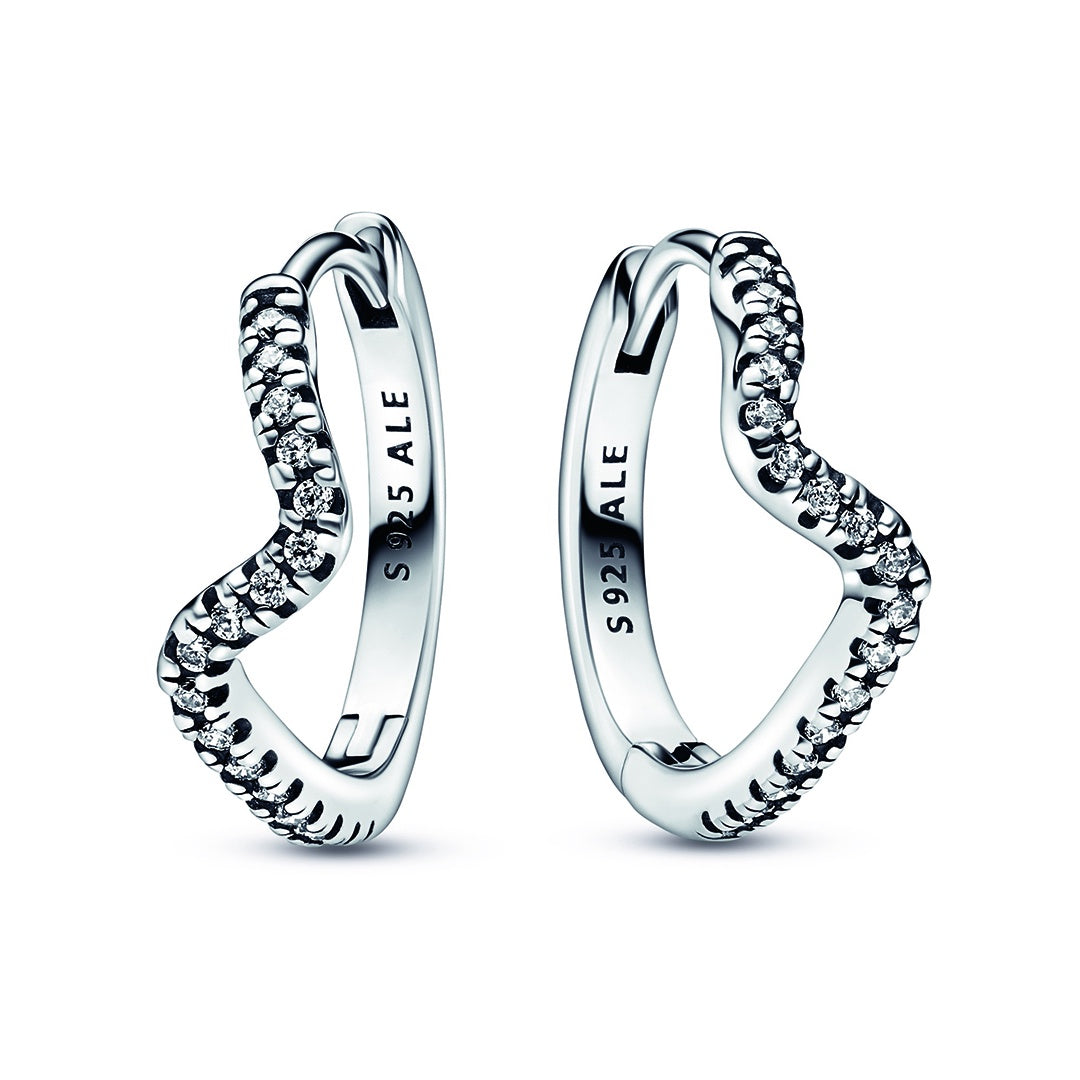 Sparkling Wave Hoop Earrings