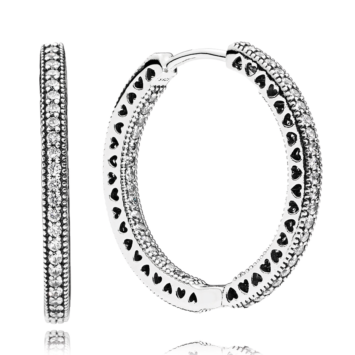 Pandora Hearts of Pandora Clear CZ 27MM Hoop Earrings