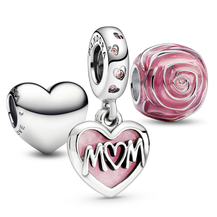 "Flowers & Love for Mom" Charm Set